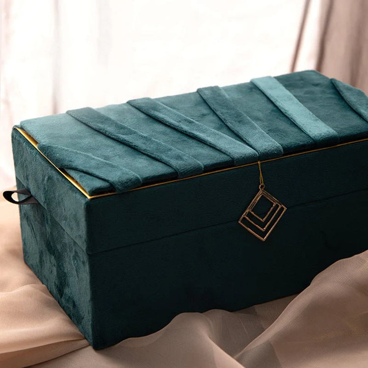 Jewelry Storage Box – Blue Flannel Desktop Organizer for Rings & Earrings