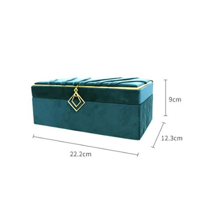 Jewelry Storage Box – Blue Flannel Desktop Organizer for Rings & Earrings