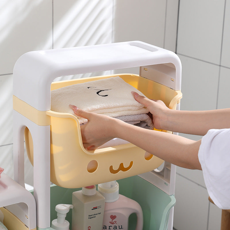 Kids Storage Rack – 4-Tier Toy Organizer with Colorful Removable Bins & Wheels