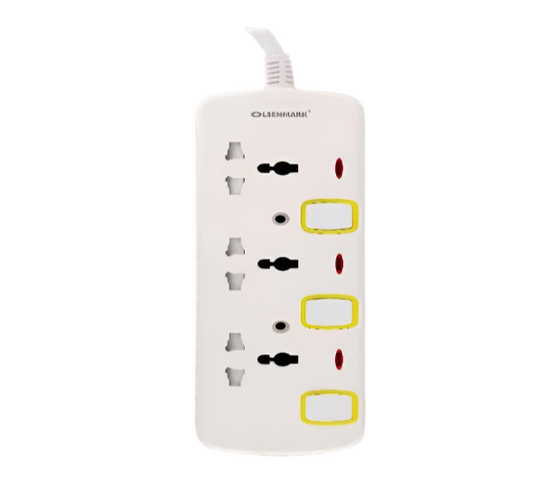 Compact Power Socket – 3 Switches with LED Indicators & Overload Protection