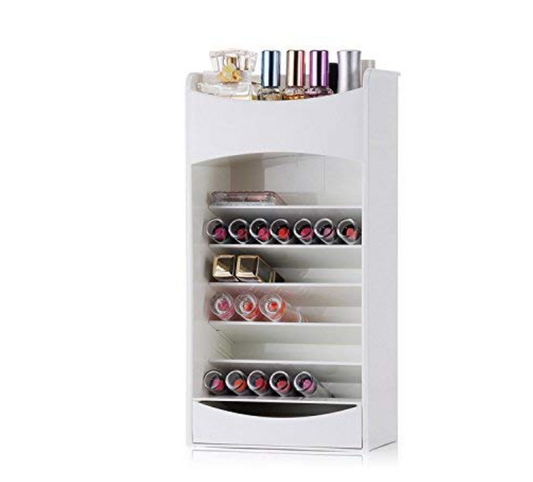 Cosmetic Storage Rack – 360° Rotating Makeup Organizer with Adjustable Shelves