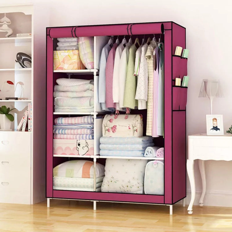 Foldable Canvas Storage Wardrobe – Portable Double Closet