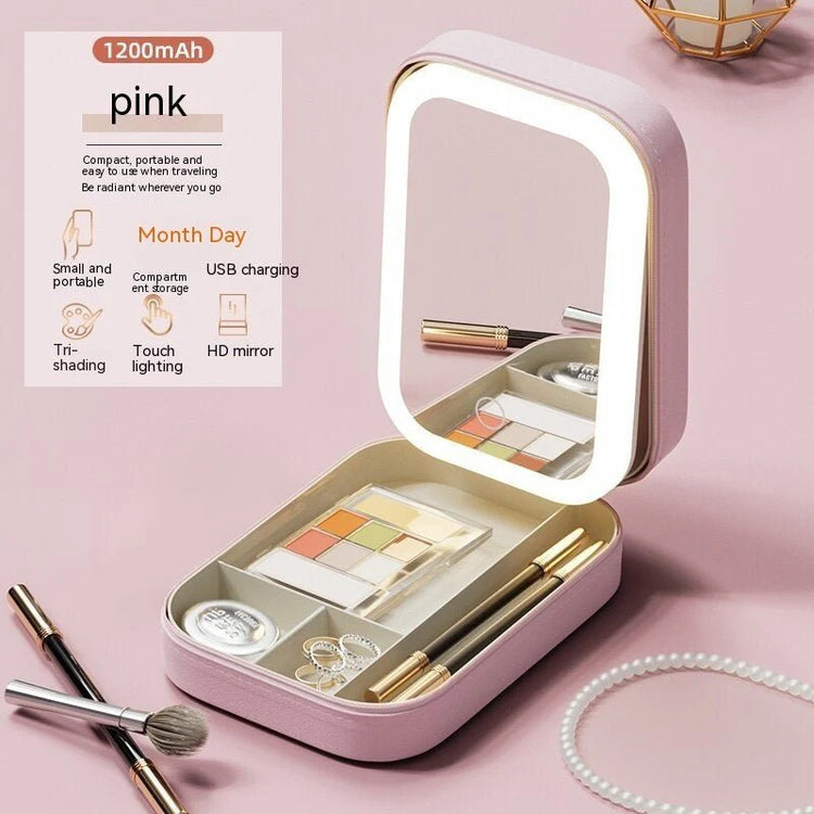 GlowCase™ LED Makeup Storage Box with Touch Mirror