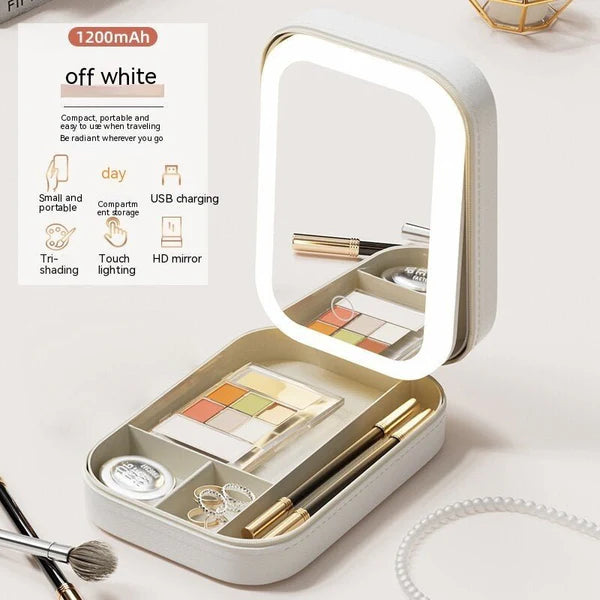GlowCase™ LED Makeup Storage Box with Touch Mirror