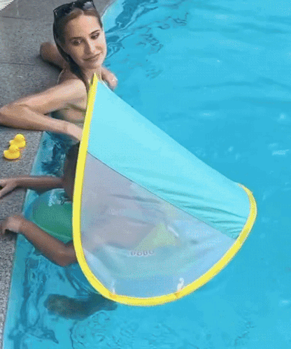 Inflatable Kids Swimming Ring with Sunshade Canopy – Baby Float with Side Wings