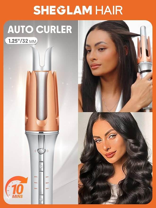 SHEGLAM It-Curl Instant Hair Curler – One-Touch Auto Curling Wand