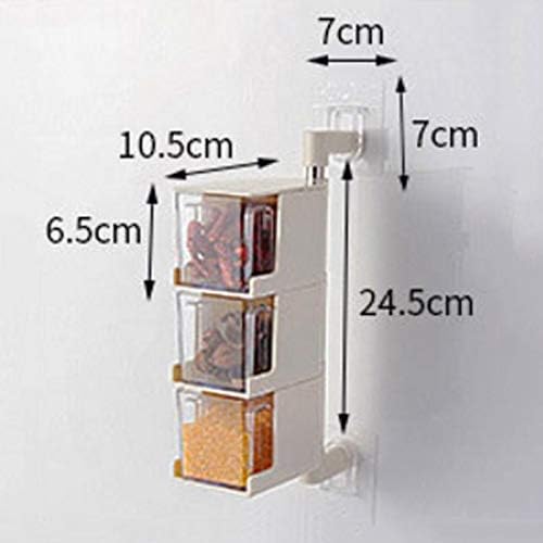 3-Layer Wall-Mounted Rotary Seasoning Organizer with Drawers