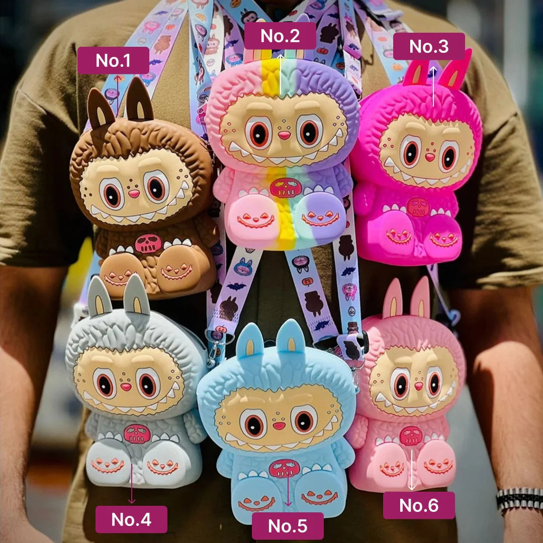 Labubu – Monster Cartoon Crossbody Bag for Kids (Soft Silicone Purse)