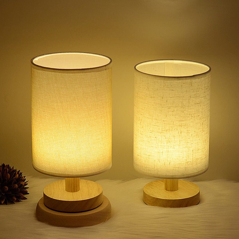 Modern Wooden Table Lamp – Soft Linen Shade for Kids' Desk or Home Decor