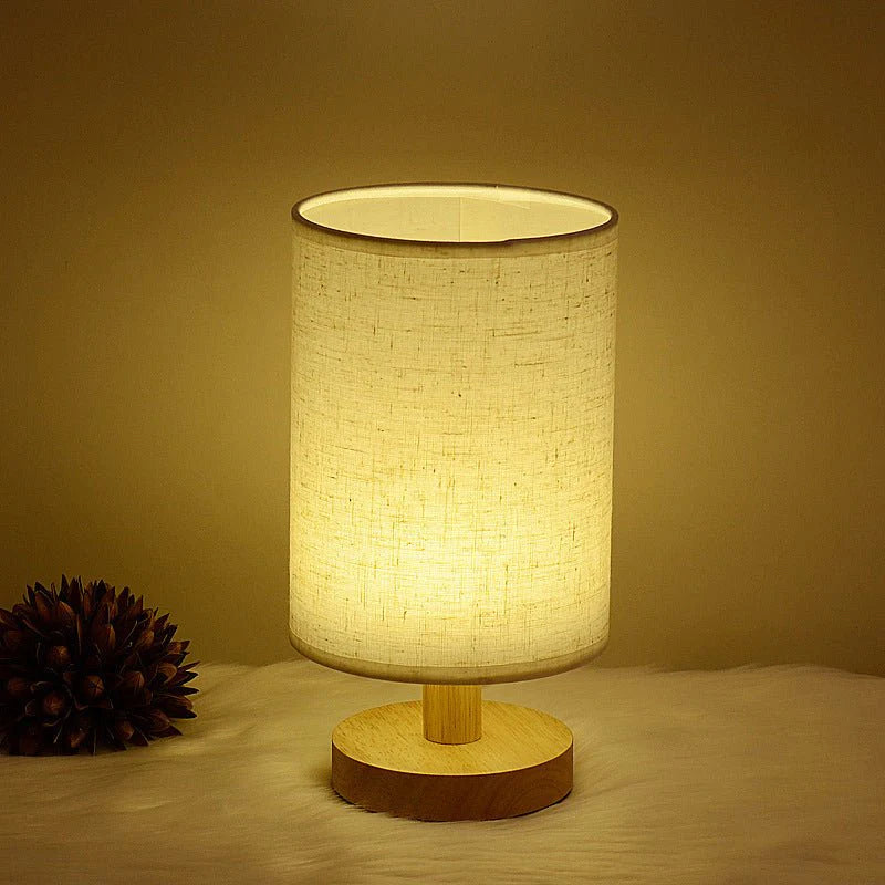 Modern Wooden Table Lamp – Soft Linen Shade for Kids' Desk or Home Decor