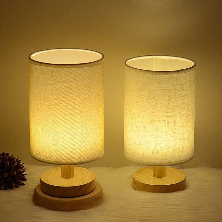Modern Wooden Table Lamp with Linen Shade