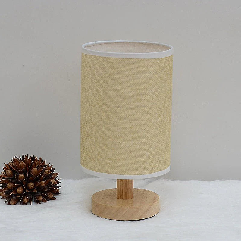 Modern Wooden Table Lamp – Soft Linen Shade for Kids' Desk or Home Decor