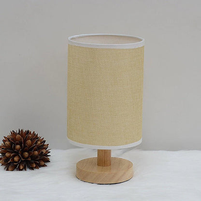 Modern Wooden Table Lamp – Soft Linen Shade for Kids' Desk or Home Decor