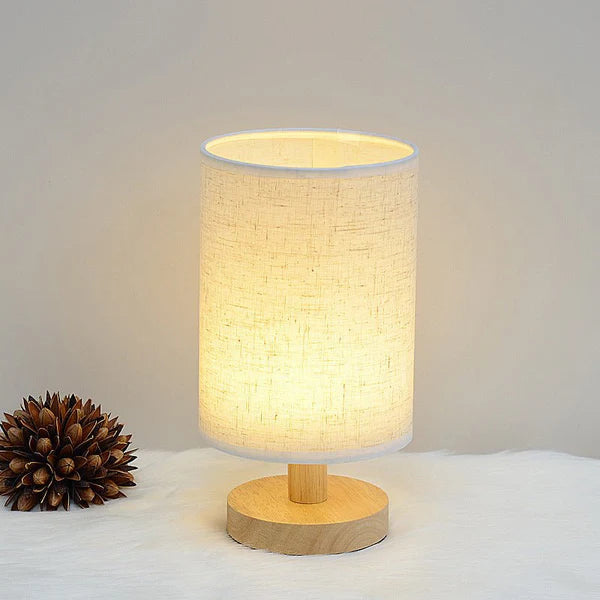 Modern Wooden Table Lamp – Soft Linen Shade for Kids' Desk or Home Decor