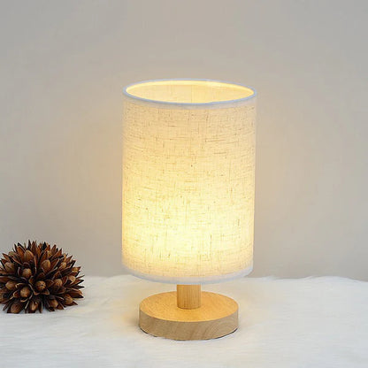 Modern Wooden Table Lamp – Soft Linen Shade for Kids' Desk or Home Decor