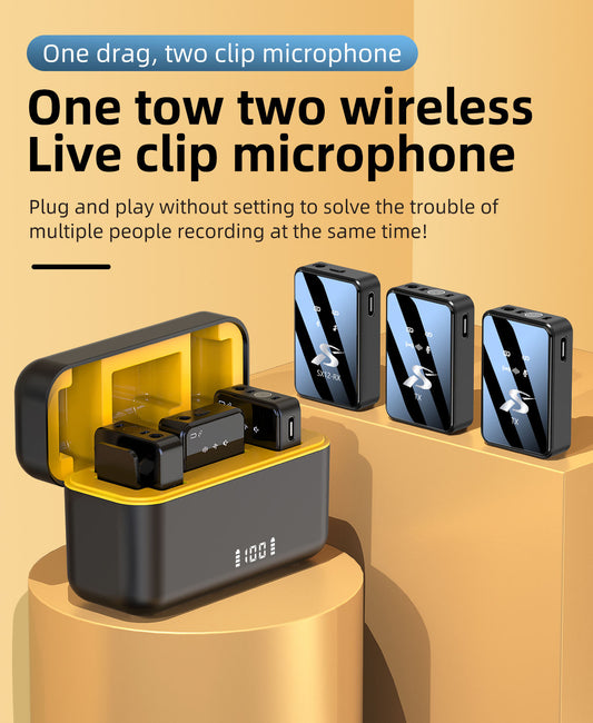 Wireless Microphone Kit – Plug & Play 2.4GHz Audio System with Charging Case