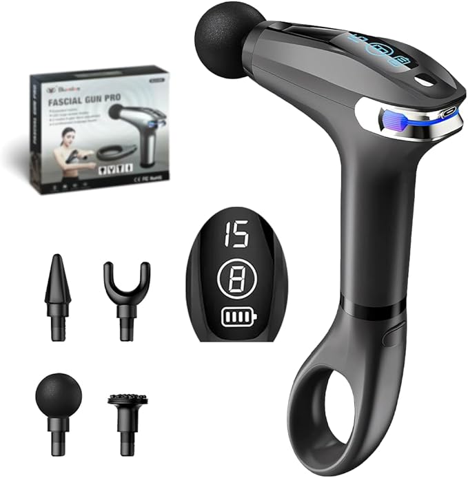 Handled Massager Gun – Deep Tissue Relief with Interchangeable Heads