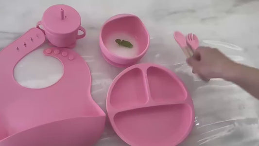 7-Piece Silicone Baby Cutlery & Feeding Set – BPA-Free Toddler Tableware