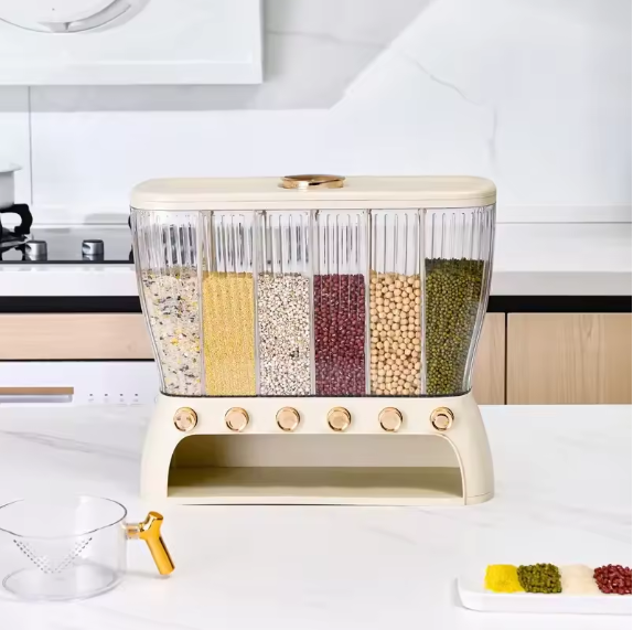 6-Section Rice Bin Divider – Kitchen Grain Storage Container