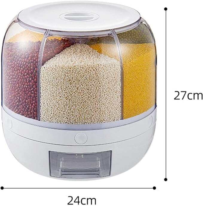 Rotating Food Storage Dispenser – One-Button Grain Organizer
