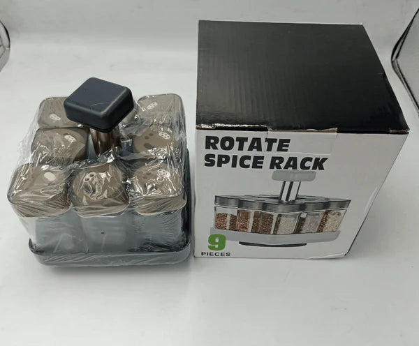 Revolving Spice Rack with Empty Jars & Handle