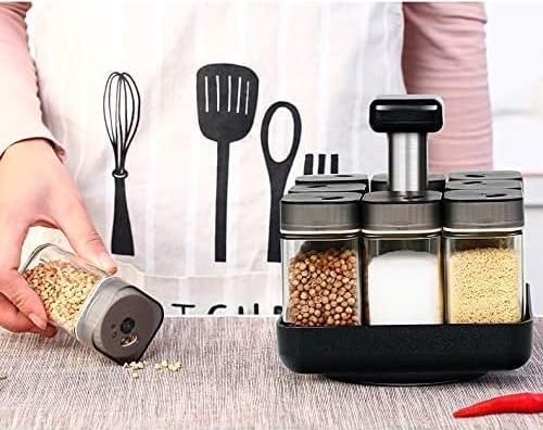 Revolving Spice Rack with Empty Jars & Handle