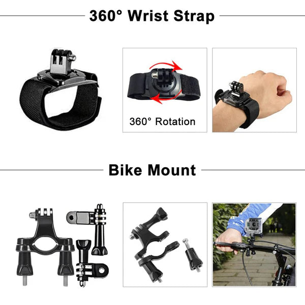 9-Piece Action Camera Accessory Kit for GoPro & More