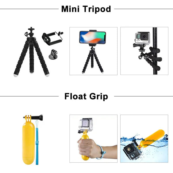 9-Piece Action Camera Accessory Kit for GoPro & More