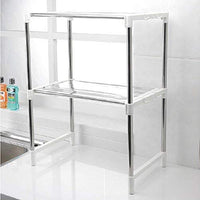 Stainless Steel Kitchen Storage Rack – Multi-Tier Organizer with Hooks