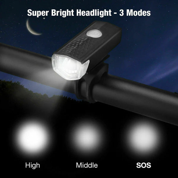 USB Rechargeable Bicycle LED Light Sett