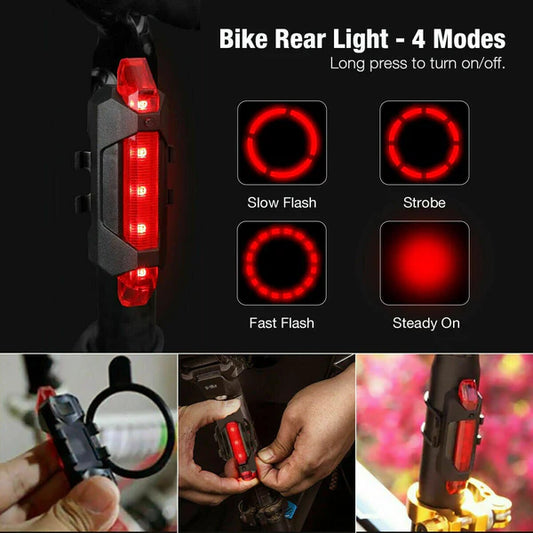 USB Rechargeable Bicycle LED Light Sett