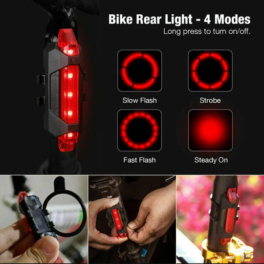 USB Rechargeable Bicycle LED Light Sett
