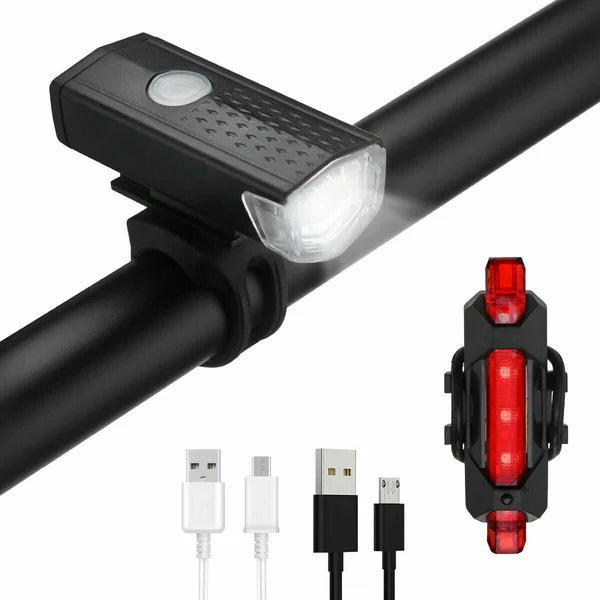 USB Rechargeable Bicycle LED Light Sett
